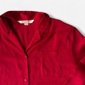 Victorias secret red satin button up blouse